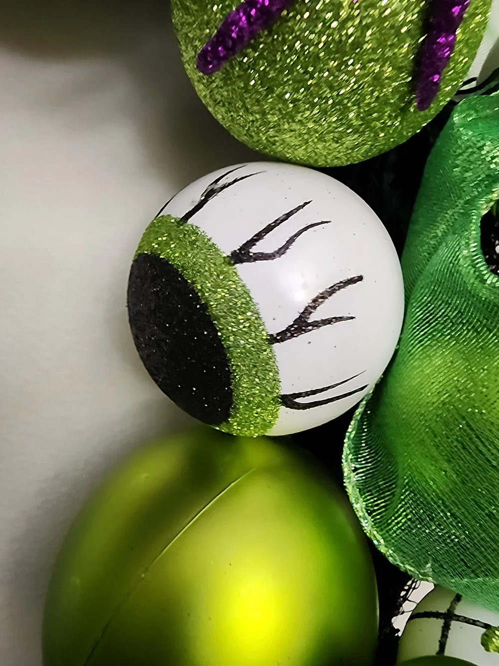 Halloween XLARGE Witch Wreath with Black Hat and Lime Green Ornaments